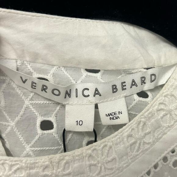 NWT Veronica Beard White Jie Ruffle Embroidered Eyelet Cotton Top Womens 10 - Picture 3 of 8